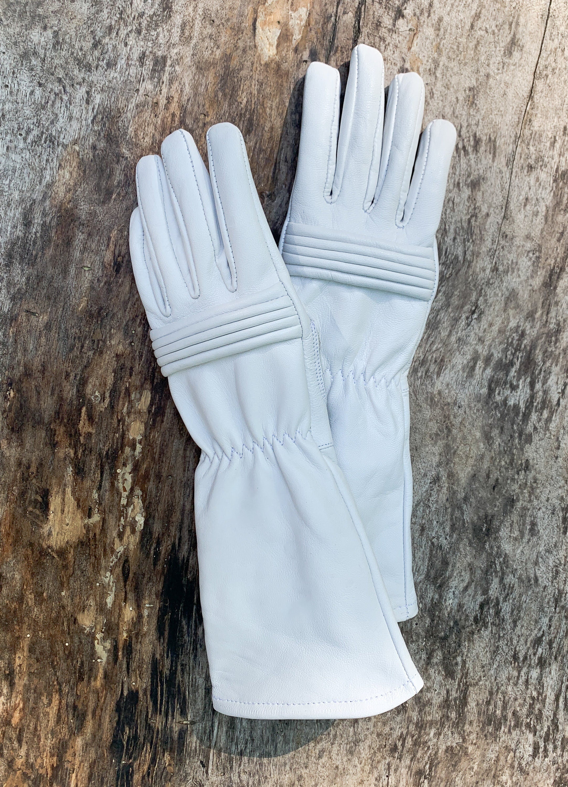 Petite sizes Power Rangers Cosplay gloves/Long gauntlet/Women/Lamb Leather/White